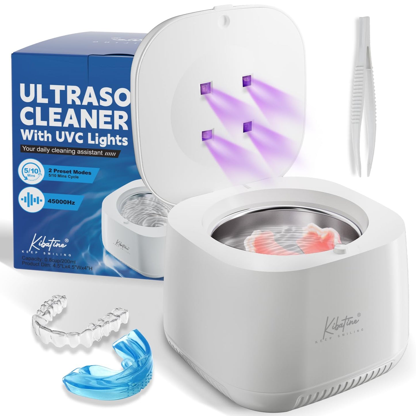 Ultrasonic Retainer Cleaner with UV Light – 45kHz Cleaning for Dentures, Aligners & Jewelry