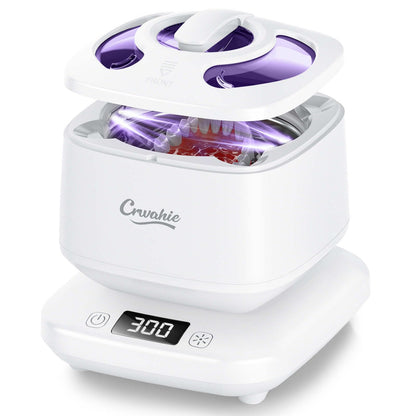 Ultrasonic Retainer Cleaner - Detachable 45kHz, 3 Modes, White