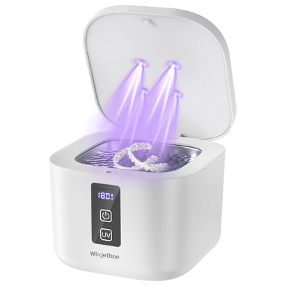 Ultrasonic Retainer Cleaner Machine - 48kHz Cleaning (13oz, White)