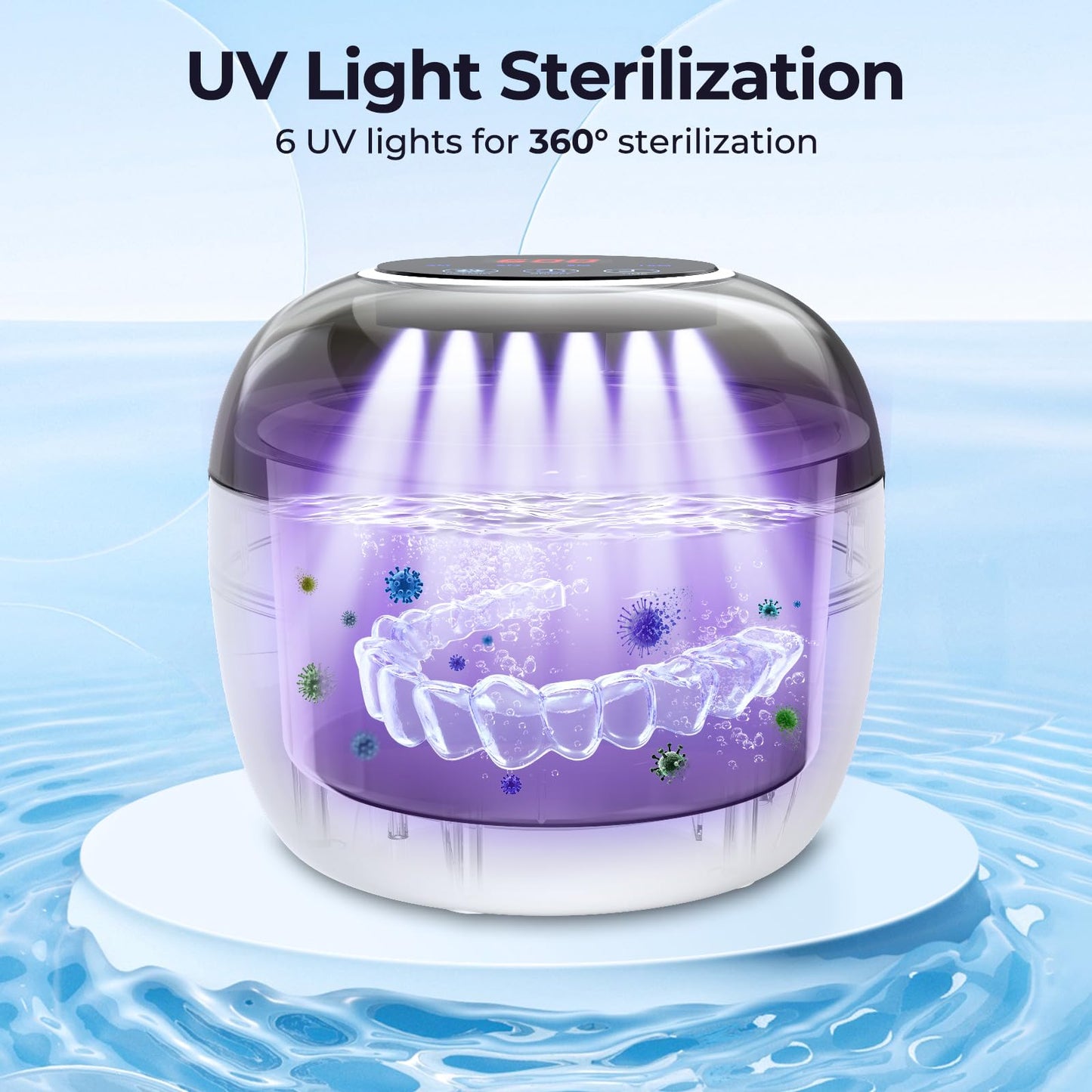 Ultrasonic Retainer Cleaner – 45kHz, 250ml, UV Cleaning for Retainers, Dentures
