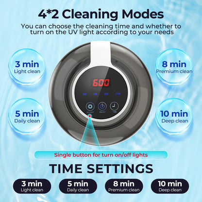 Ultrasonic Retainer Cleaner – 45kHz, 250ml, UV Cleaning for Retainers, Dentures