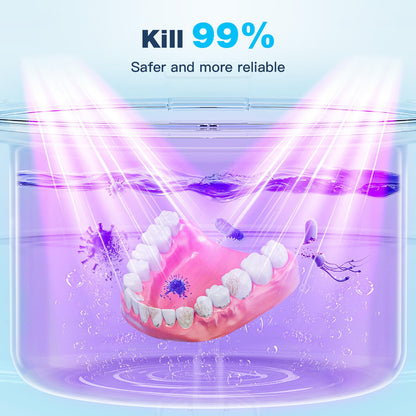 Ultrasonic Retainer Cleaner Machine - 45kHz 360° Deep Cleaning, 200 ml Pod, 3 Modes, White