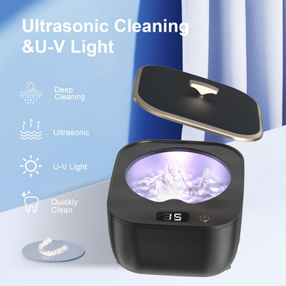 Ultrasonic Retainer Cleaner Machine - 43000Hz Ultrasonic Cleaner for Retainers, Aligners, Dentures, Mouth Guards