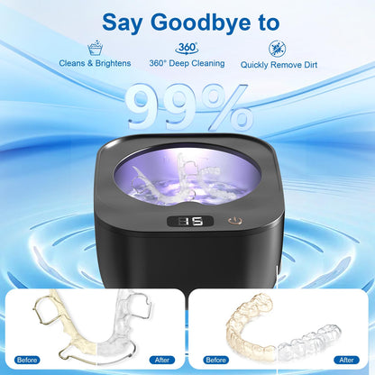Ultrasonic Retainer Cleaner Machine - 43000Hz Ultrasonic Cleaner for Retainers, Aligners, Dentures, Mouth Guards