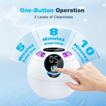 Ultrasonic Retainer Cleaner Machine - 45kHz 360° Deep Cleaning, 200 ml Pod, 3 Modes, White
