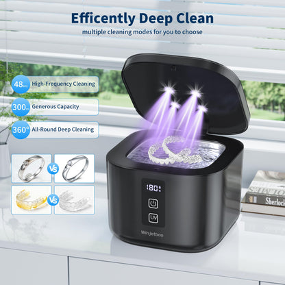Ultrasonic Retainer Cleaner Machine – 48kHz Cleaning Pod, 13oz, Black