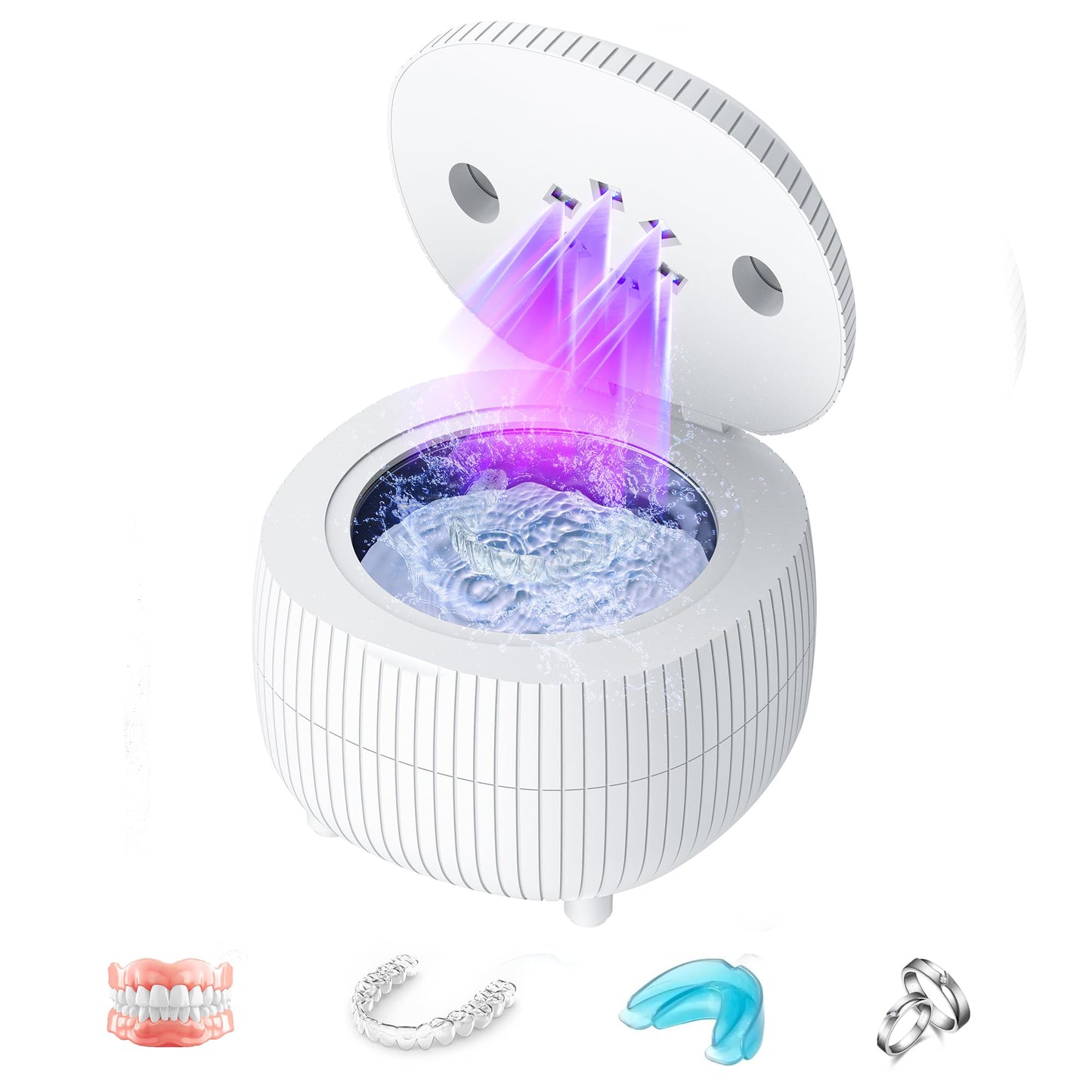 Ultrasonic Retainer Cleaner Machine – 45kHz 25W Portable 200ml for Dentures, Aligners, Mouth Guards & Jewelry