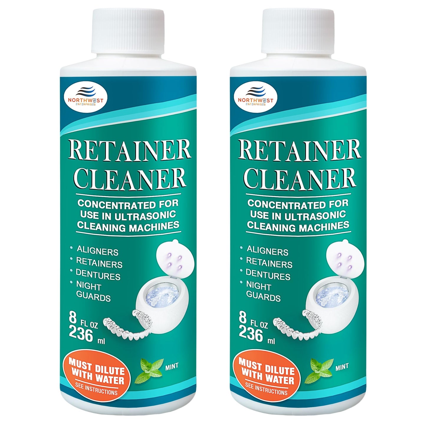 Ultrasonic Retainer Cleaner Solution Concentrate – Mint, 16 oz | Invisalign & Mouthguard Cleaner