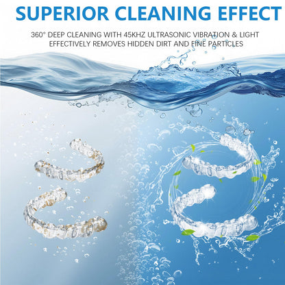 Ultrasonic Retainer Cleaner 45kHz | Dentures, Mouth Guards & Jewelry | 4 Cleaning Modes