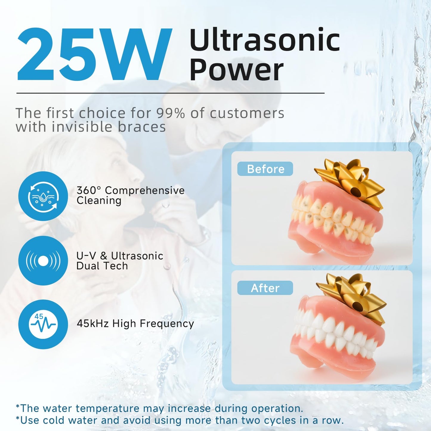 Ultrasonic Retainer Cleaner 45kHz – 4 Modes, 200ml Pod, Digital Timer