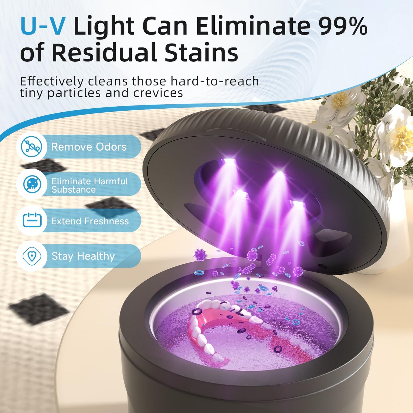 Ultrasonic Retainer Cleaner 45kHz – 4 Modes, 200ml Pod, Digital Timer