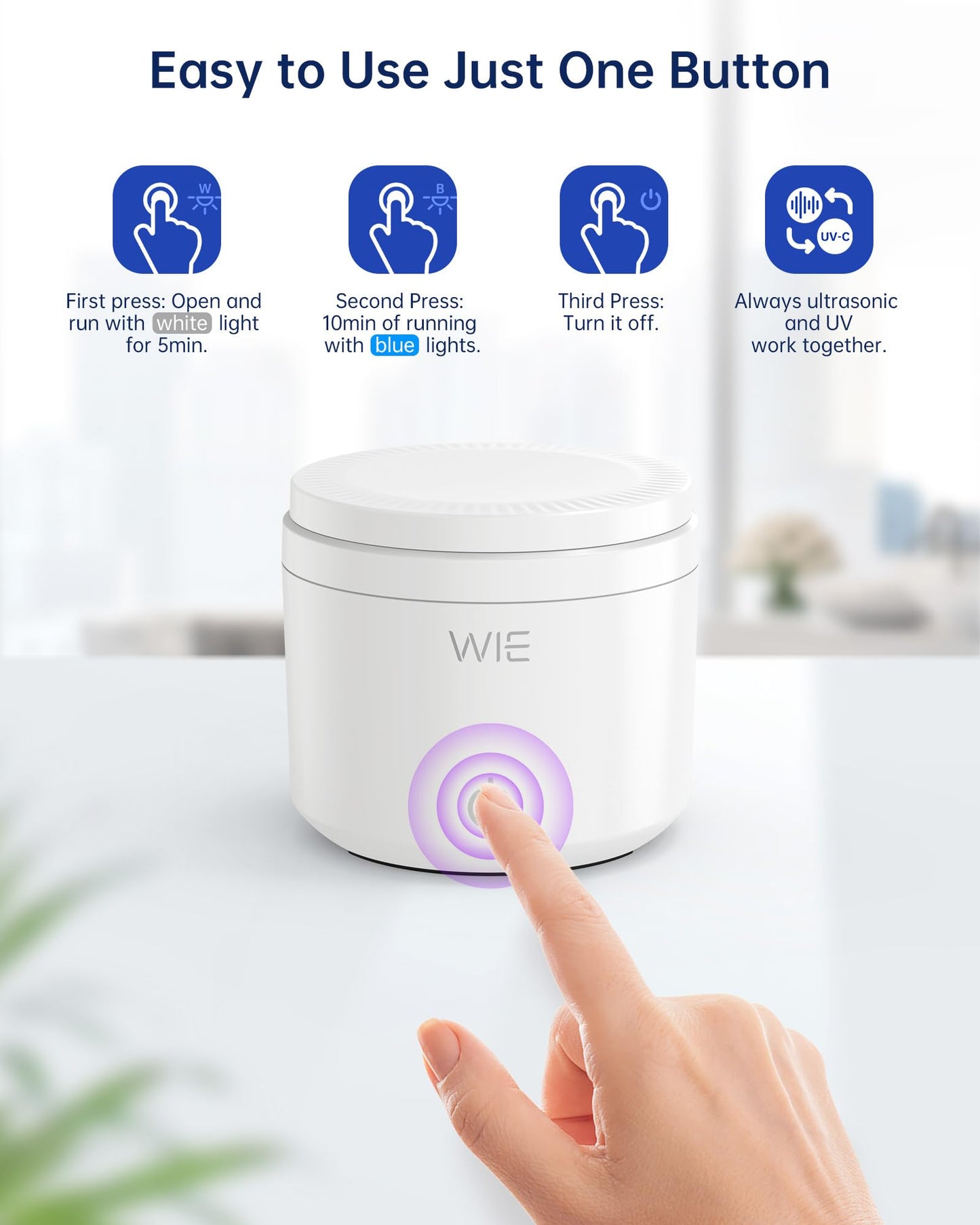 Ultrasonic Retainer Cleaner Machine – 48kHz Cleaner for Dentures, Night Guards, Jewelry, Aligner, Toothbrush Head | 200ML Portable UV Cleaning Pod (White)