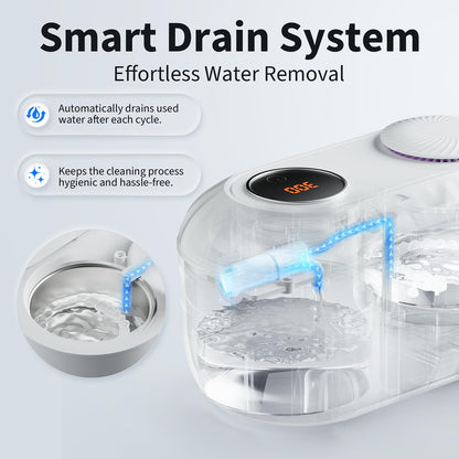 Ultrasonic Retainer Cleaner 45kHz, 200ml – Clean, Dry, Auto | White