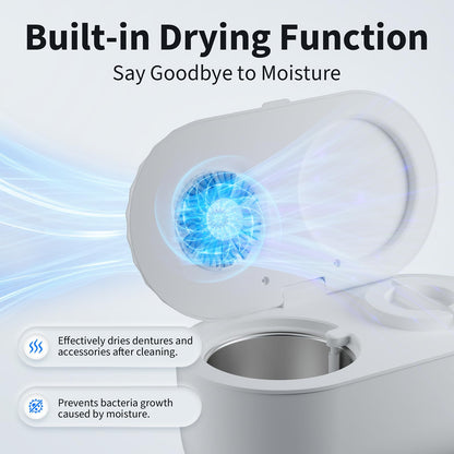 Ultrasonic Retainer Cleaner 45kHz, 200ml – Clean, Dry, Auto | White