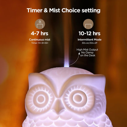 Owl Ceramic Aromatherapy Diffuser 160ml – INRORANS Ultrasonic Stone Owl Night Light