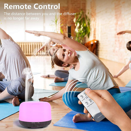 300ML Remote Control Essential Oil Diffuser with 7-Color LED Lights, Auto-Off, Timer - Ultrasonic Humidifier