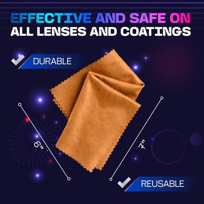 ULTRAVUE Gel Lens Cleaner Kit – 2x8oz + 1x2oz with 2 Microfiber Cloths | Safe for All Lenses (AR Coated Included)
