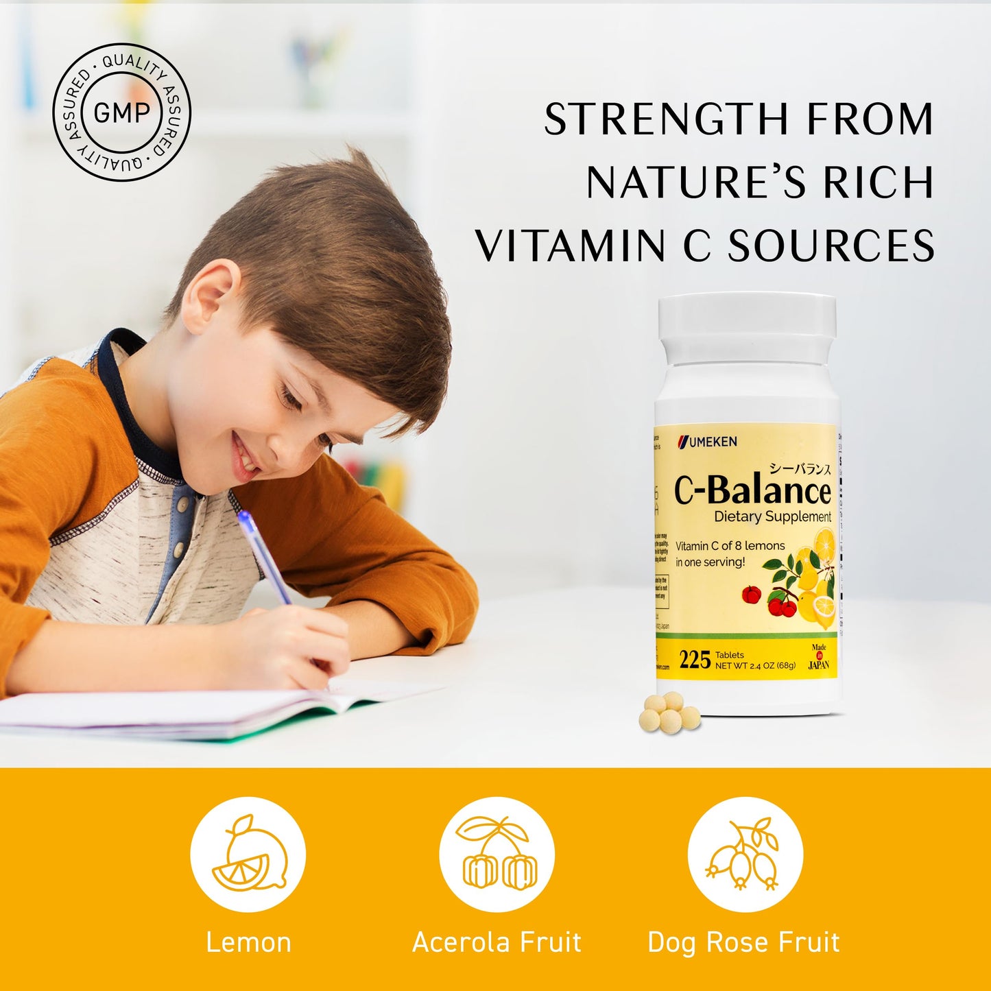 Umeken C-Balance Vitamin C Chewables – Acerola & Lemon, 68g (45-Day)