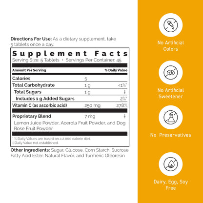Umeken C-Balance Vitamin C Chewables – Acerola & Lemon, 68g (45-Day)