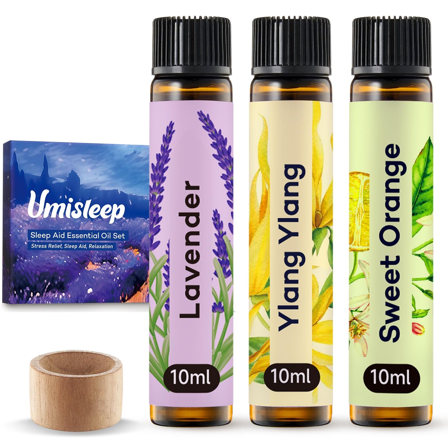 Umisleep High-Potency Essential Oils Set for Sleep & Relaxation – 3 x 10 ml Gift Set (Lavender, Sweet Orange, Ylang-Ylang)