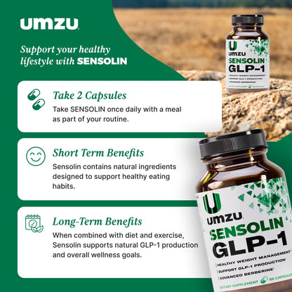 UMZU Sensolin GLP-1 Support Supplement – 30 Day Supply with Dihydroberberine, Cinnamon, Chromium & Biotin
