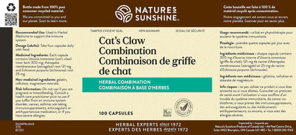 Nature's Sunshine Una de Gato (Cat's Claw) 100 Caps | Immune Support & Digestive Health