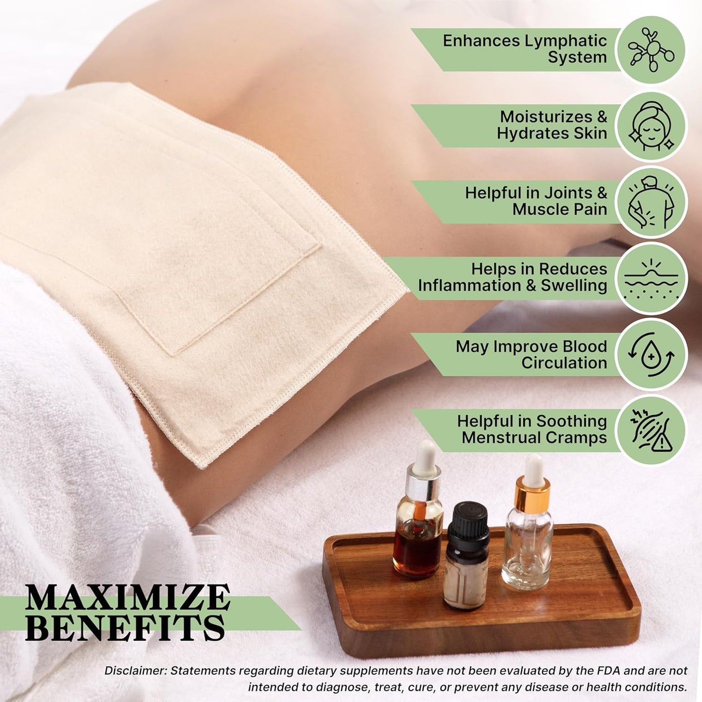 Natural Cotton Flannel Castor Oil Wrap for Liver Detox – 4-Piece Pack