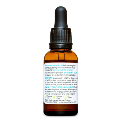 Uncle Harry's Natural Fluoride-Free Remineralization Liquid for Tooth Enamel - Freshens Breath & Strengthens Teeth (2 Pack, 1 oz.)