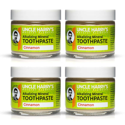 Uncle Harry's Cinnamon Remineralizing Toothpaste – Natural Whitening, Vegan, Fluoride-Free 4 Pack
