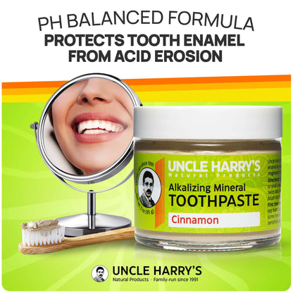 Uncle Harry's Cinnamon Remineralizing Toothpaste – Natural Whitening, Vegan, Fluoride-Free 4 Pack
