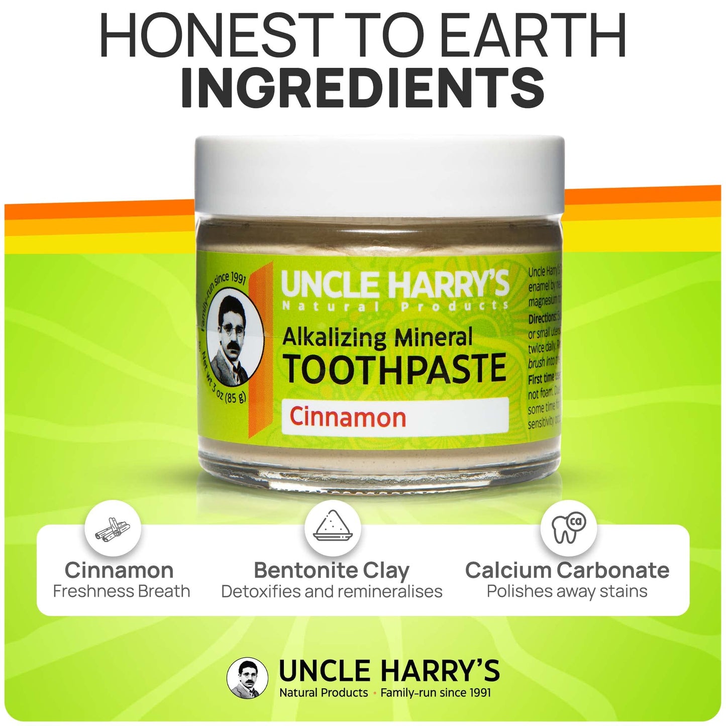 Uncle Harry's Cinnamon Remineralizing Toothpaste – Natural Whitening, Vegan, Fluoride-Free 4 Pack
