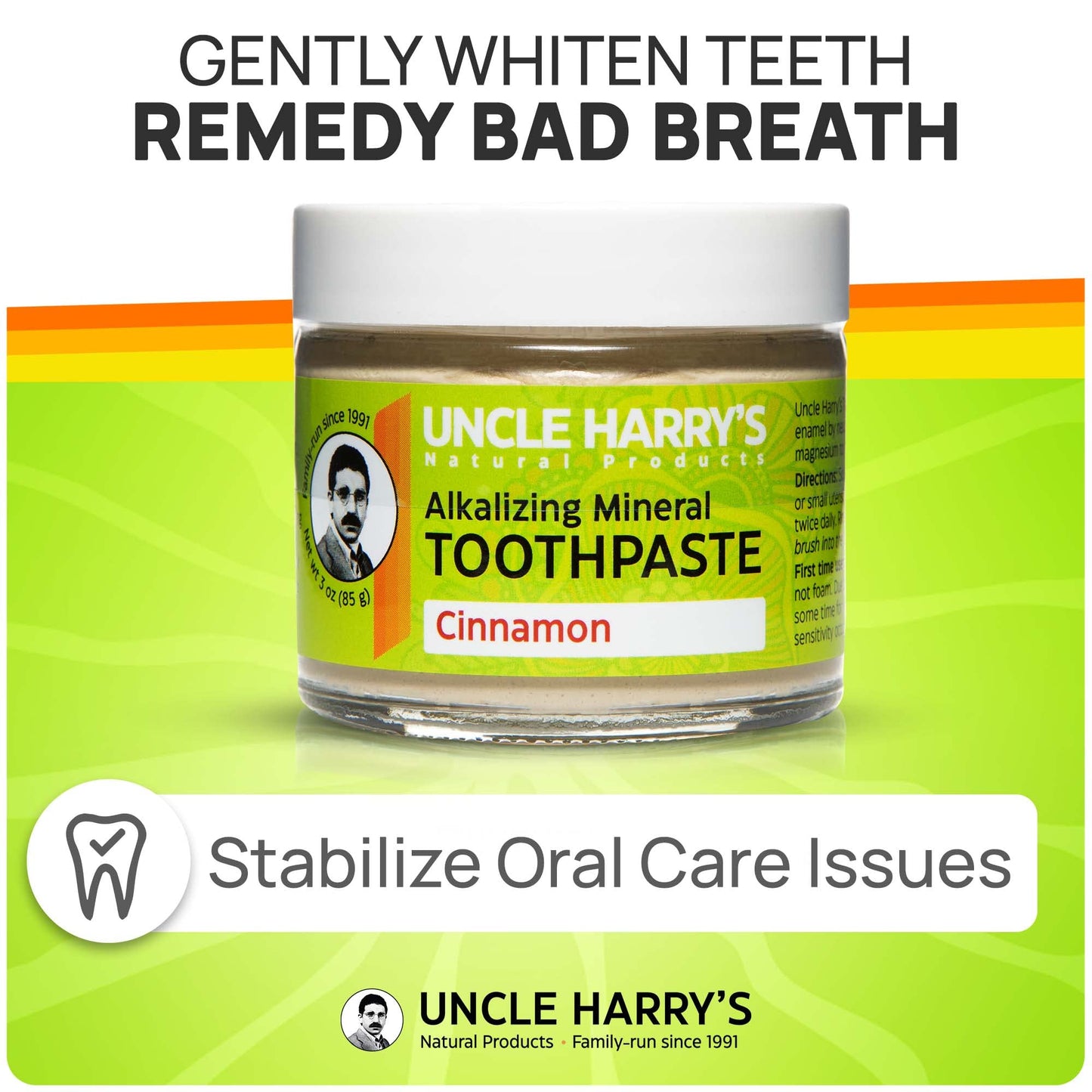 Uncle Harry's Cinnamon Remineralizing Toothpaste – Natural Whitening, Vegan, Fluoride-Free 4 Pack