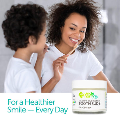 Uncle Harry's Non-Abrasive Unscented Brushing Soap Tooth Suds | Vegan Fluoride Free Toothpaste (2 oz)