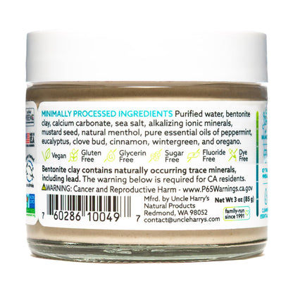 Uncle Harry's Spearmint Remineralizing Toothpaste - Natural Whitening, Vegan, Fluoride Free | 2 Pack