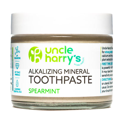 Uncle Harry's Spearmint Remineralizing Toothpaste - Natural Whitening, Vegan, Fluoride Free | 2 Pack