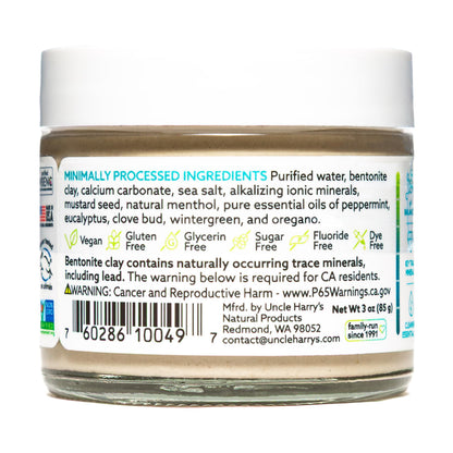 Uncle Harry's Fluoride-Free Remineralizing Toothpaste – Peppermint, 3oz (Pack of 6)