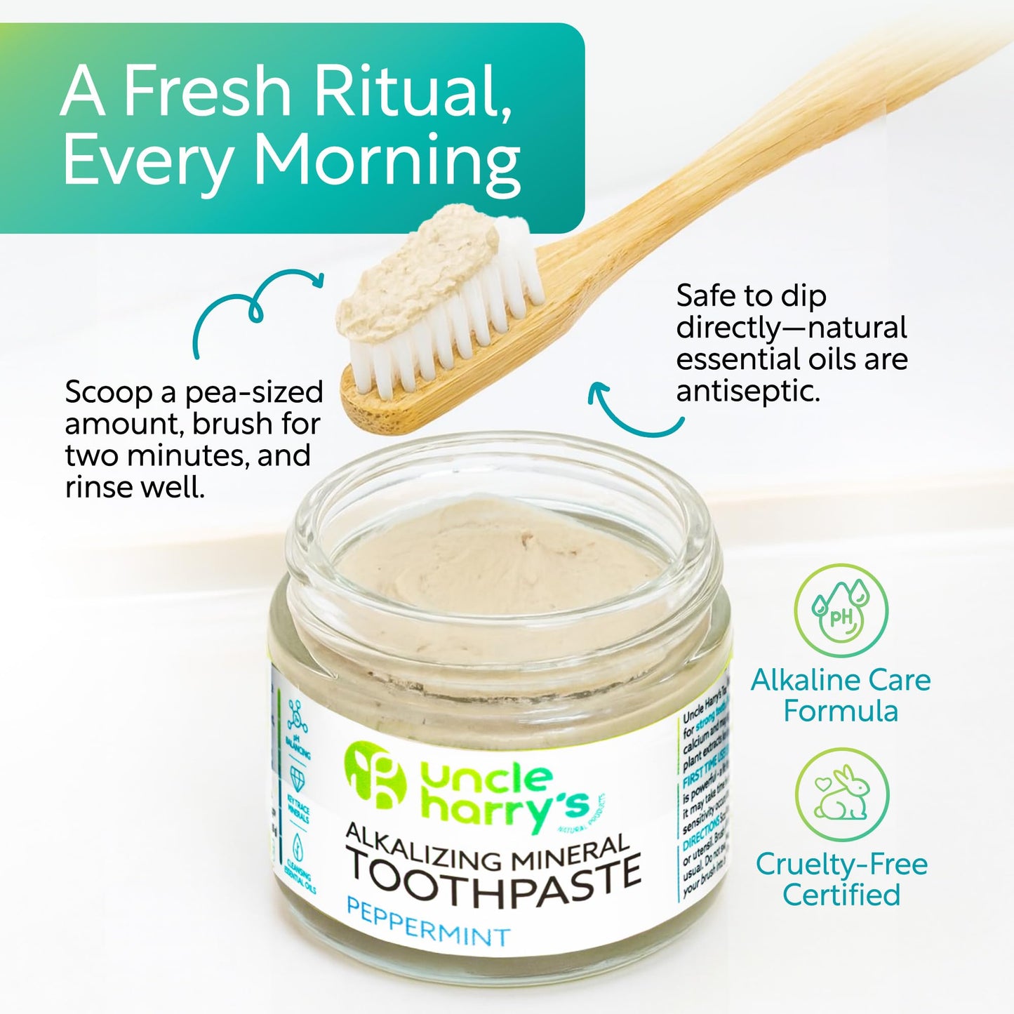 Uncle Harry's Peppermint Remineralizing Toothpaste – Natural Whitening, Vegan, Fluoride-Free (2 Pack)