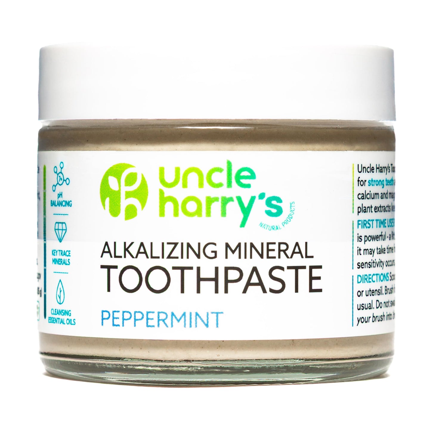 Uncle Harry's Fluoride-Free Remineralizing Toothpaste – Peppermint, 3oz (Pack of 6)