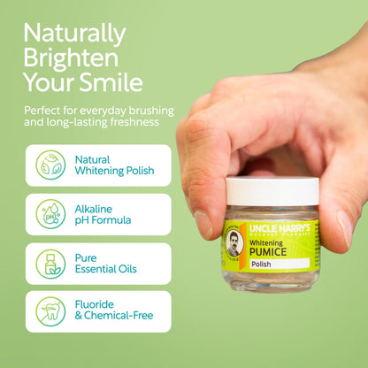 Uncle Harry’s Whitening Toothpaste Polish – Fluoride Free, Vegan, Pumice-based Tooth Polisher (1.25 oz Glass Jar)