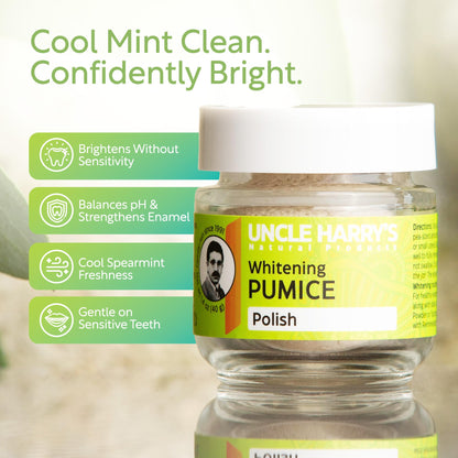 Uncle Harry’s Whitening Toothpaste Polish – Fluoride Free, Vegan, Pumice-based Tooth Polisher (1.25 oz Glass Jar)