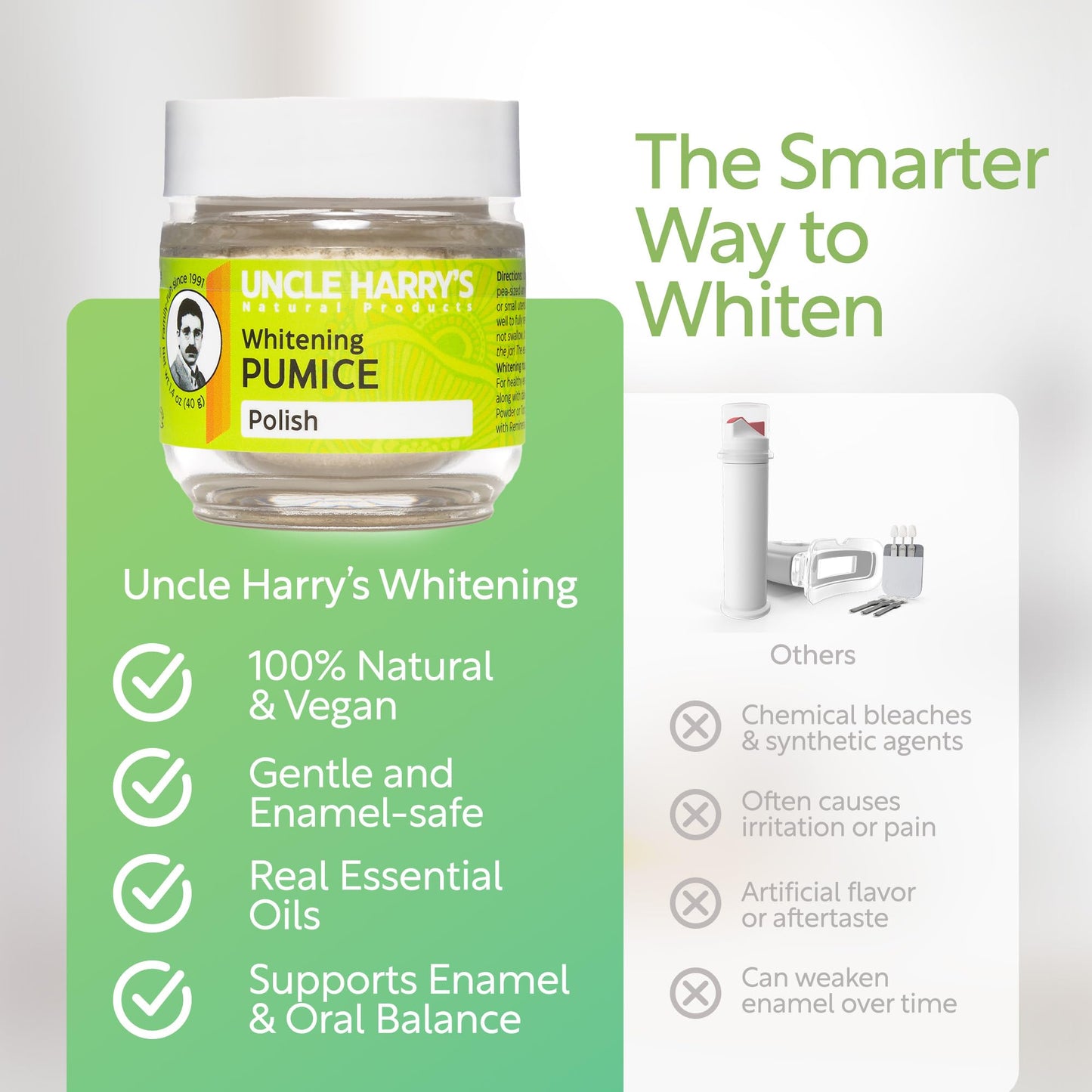 Uncle Harry’s Whitening Toothpaste Polish – Fluoride Free, Vegan, Pumice-based Tooth Polisher (1.25 oz Glass Jar)