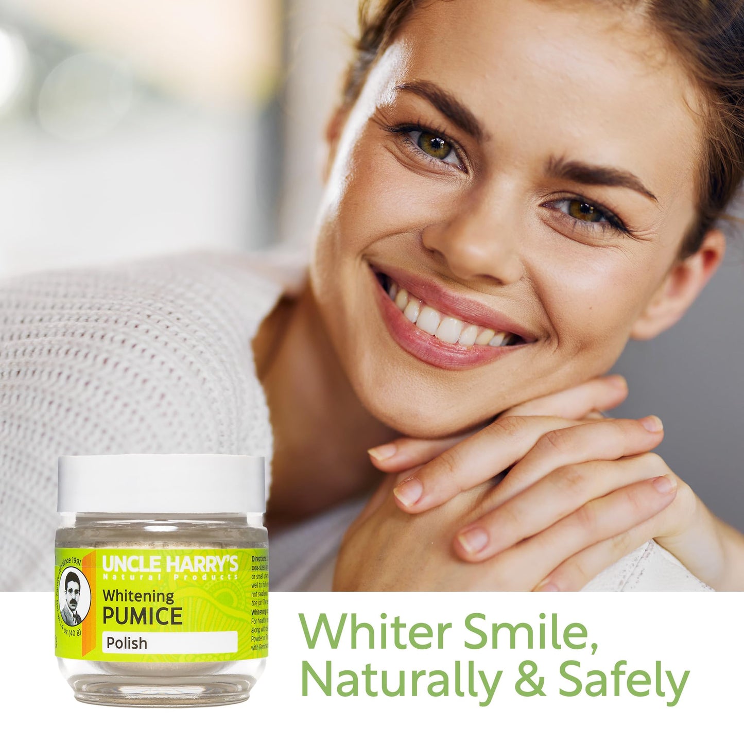Uncle Harry’s Whitening Toothpaste Polish – Fluoride Free, Vegan, Pumice-based Tooth Polisher (1.25 oz Glass Jar)