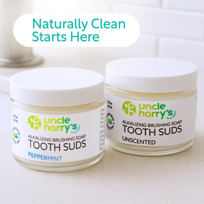 Uncle Harry's Non-Abrasive Unscented Brushing Soap Tooth Suds | Vegan Fluoride Free Toothpaste (2 oz)