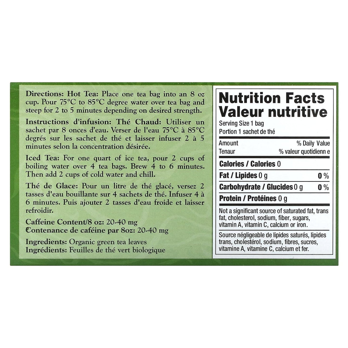 Uncle Lee's Organic Green Tea - 40 Tea Bags (2.26 oz / 64 g)