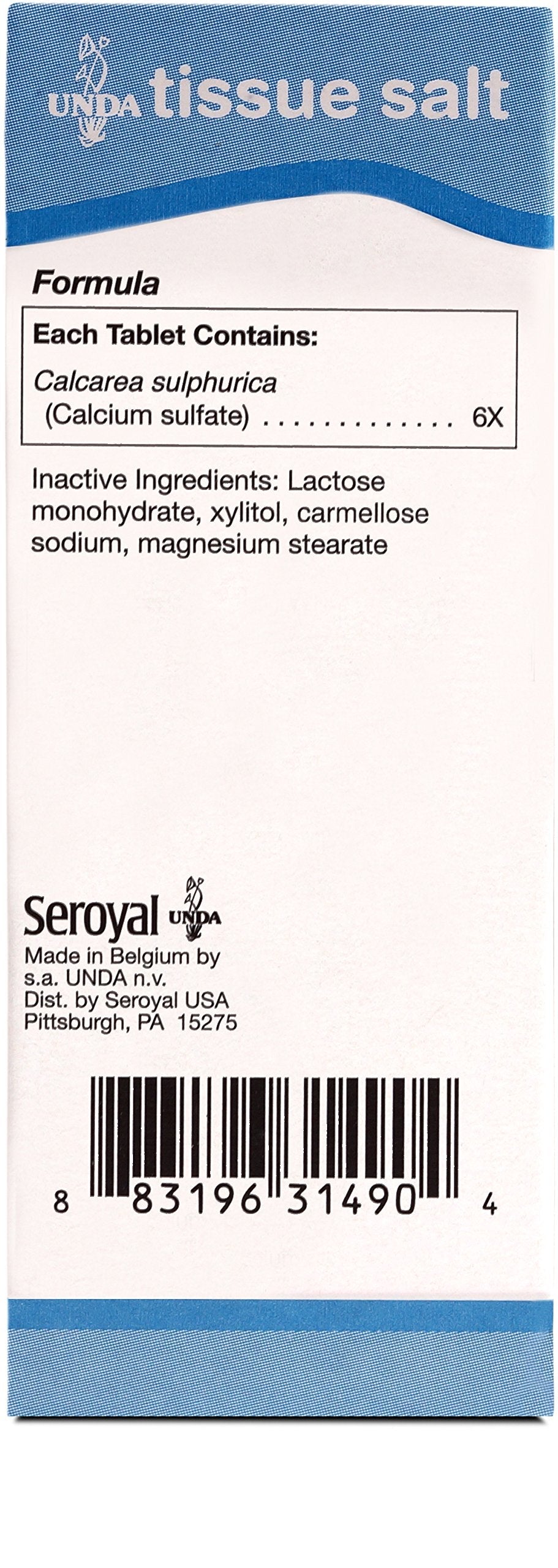 UNDA Calcarea Sulfurica 6X | Homeopathic Remedy Helps Temporarily Relieve Skin Irritations and Tender Gums | 100 Tablets