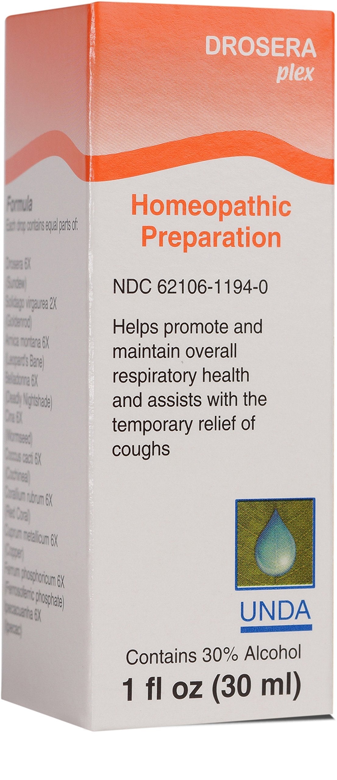 UNDA Drosera Plex - Homeopathic Remedy for Temporary Cough Relief | 1 fl oz