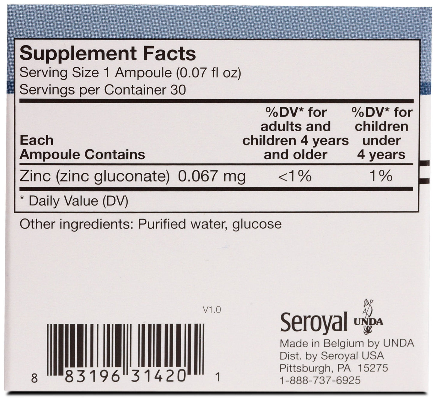 UNDA GAMMADYN Zn | Zinc Oligo-Element Supplement | 30 Ampoules