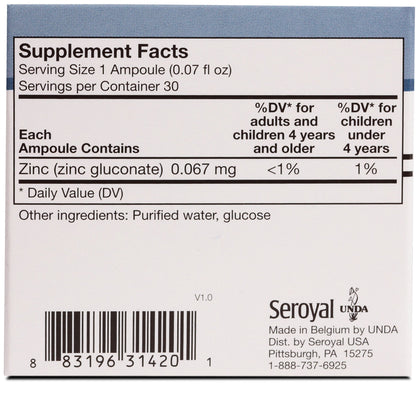 UNDA GAMMADYN Zn | Zinc Oligo-Element Supplement | 30 Ampoules