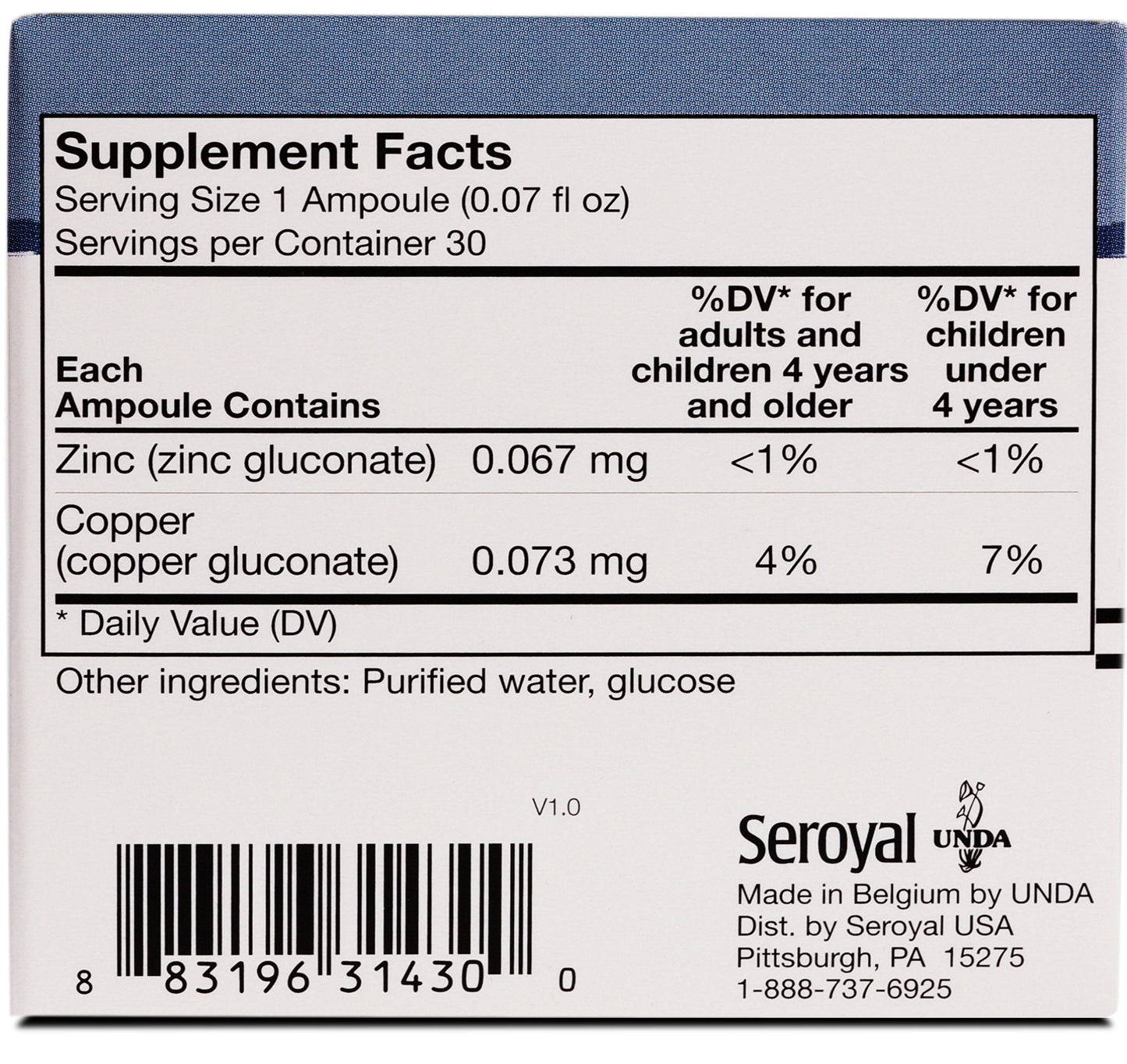 UNDA Gammadyn Zn-Cu Oligo-Element Supplement – 30 Ampoules | Zinc & Copper