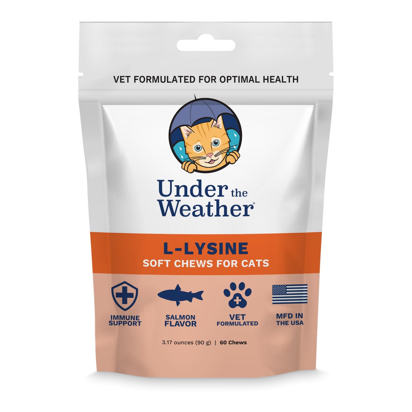Under the Weather Pet Daily Cat L-Lysine | Immune Support & Respiratory Health | 60 Star Shaped Soft Chews